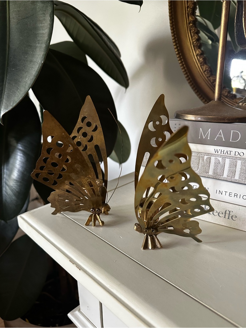 RARE Vintage Brass Butterfly Taper Candle Holders (2 Available)